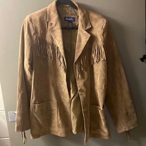 Denim&Co Authentic Tan Suede Fringe Jacket. Size M